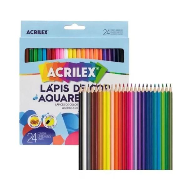 Lápis de Cor 24 Cores Aquarelável Acrilex