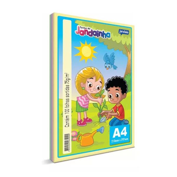 Papel Sulfite C/ 100 Folhas Cores Sortidas Jandaia
