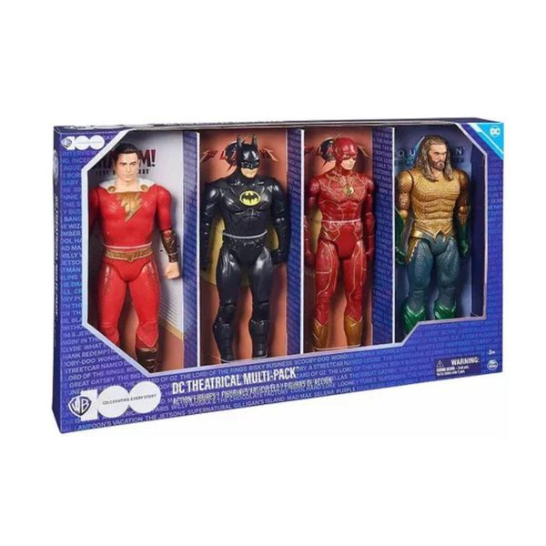 Pack 4 Bonecos Batman, Flash, Shazam E Aquaman Sunny