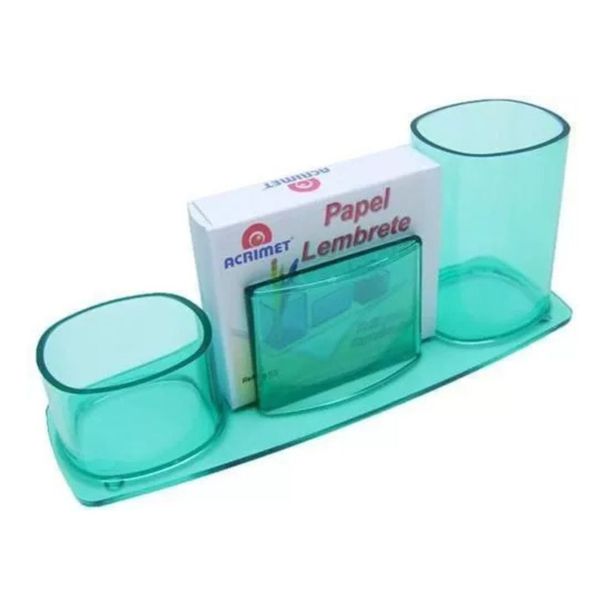 Porta Lápis/Clips/Lembrete Verde Acrimet