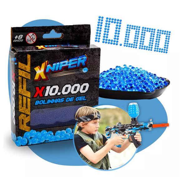Refil Xniper Bolinha de Gel Azul 10.000 Unidades Polibrinq