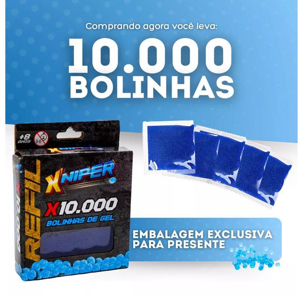 Refil Xniper Bolinha de Gel Azul 10.000 Unidades Polibrinq