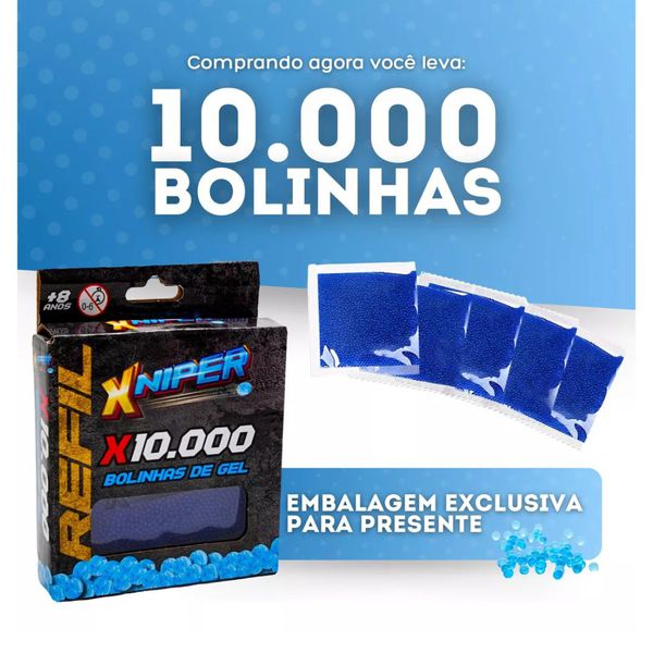 Refil Xniper Bolinha de Gel Azul 10.000 Unidades Polibrinq