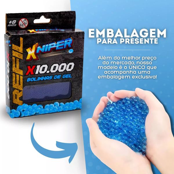 Refil Xniper Bolinha de Gel Azul 10.000 Unidades Polibrinq