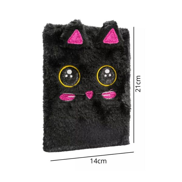  Caderno Pelúcia Gatinho Preto 80 folhas Polibrinq