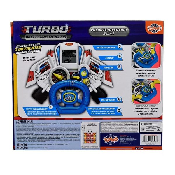 Volante Divertido 3 em 1 Turbo Motorsports Toyng 