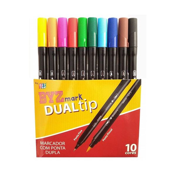 Kit Caneta Dual Brush Dualtip C/ 10 Cores Bismark 
