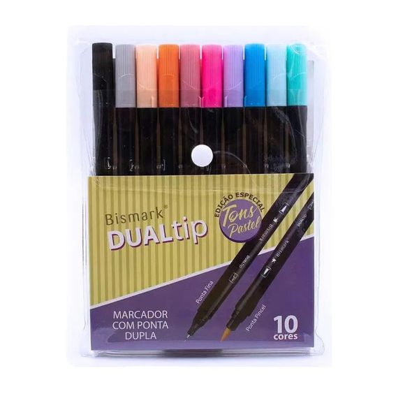 Marcador Dualtip Brush c/10 Tons Pastel Bismark Yes