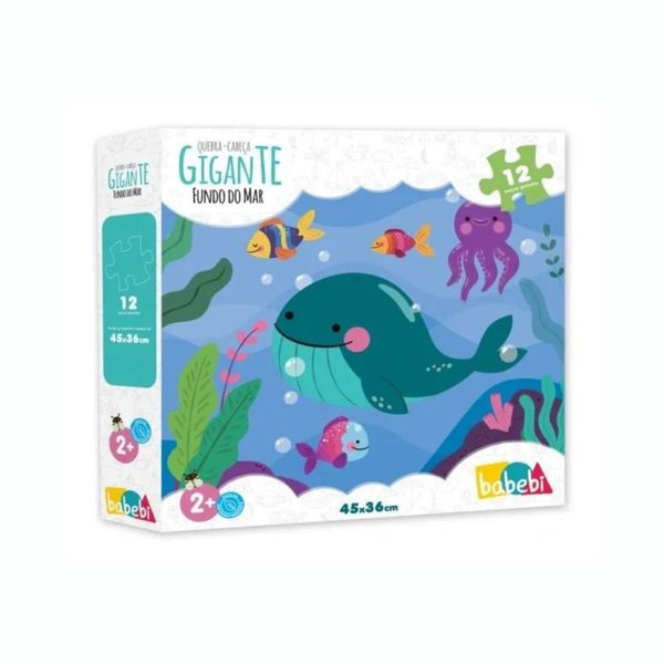 Quebra-Cabeça Gigante Fundo do Mar 12 Peças Babebi