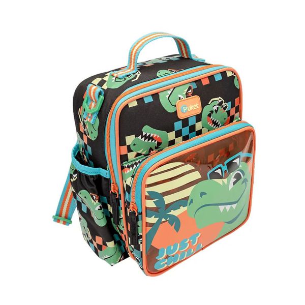 Lancheira Infantil Dino Preta Puket