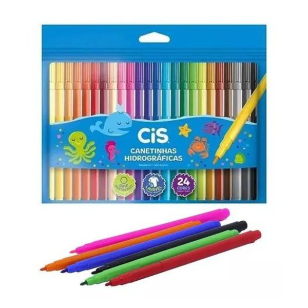 Canetinha Hidrográficas 24 Cores Vibrantes Cis