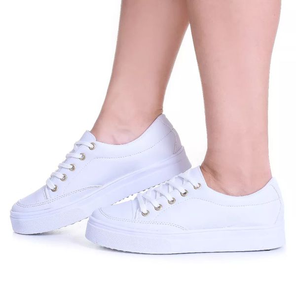 Sapatênis Casual Feminino Rasteiro Branco