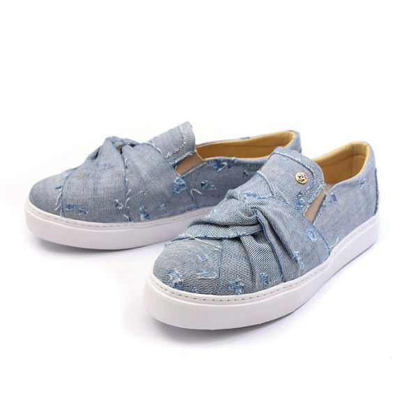 T nis Slip On Feminino Jeans Destroye Azul Claro BALLUGA