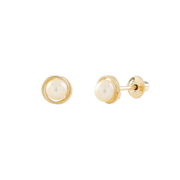 Brinco baby ouro amarelo 18k com perolas 