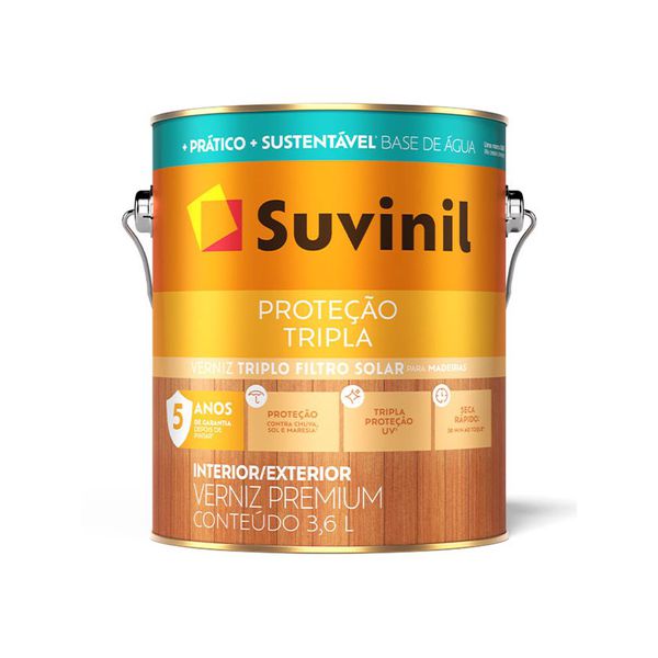 SUVINIL VERNIZ PROTEÇÃO TRIPLA BASE ÁGUA BRILHANTE MOGNO 3,6L