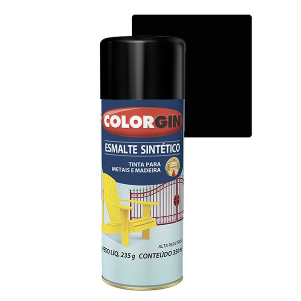 COLORGIN SPRAY ESMALTE SINTÉTICO PRETO BRILHANTE 350ML