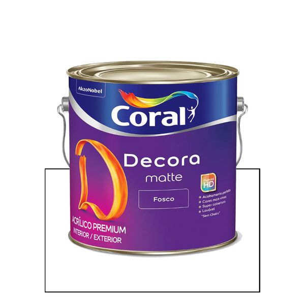 CORAL DECORA ACRÍLICO FOSCO BRANCO 3,6L