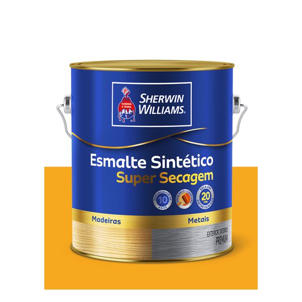 SHERWIN WILLIAMS ESMALTE SINTÉTICO SUPER SECAGEM AMARELO OURO 3,6L 