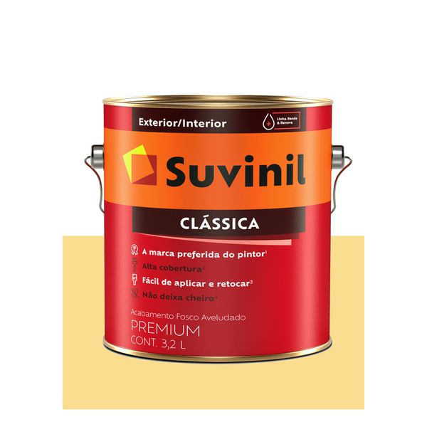 SUVINIL LÁTEX MAXX CLÁSSICA AMARELO CANÁRIO FOSCO AVELUDADO 3,6L