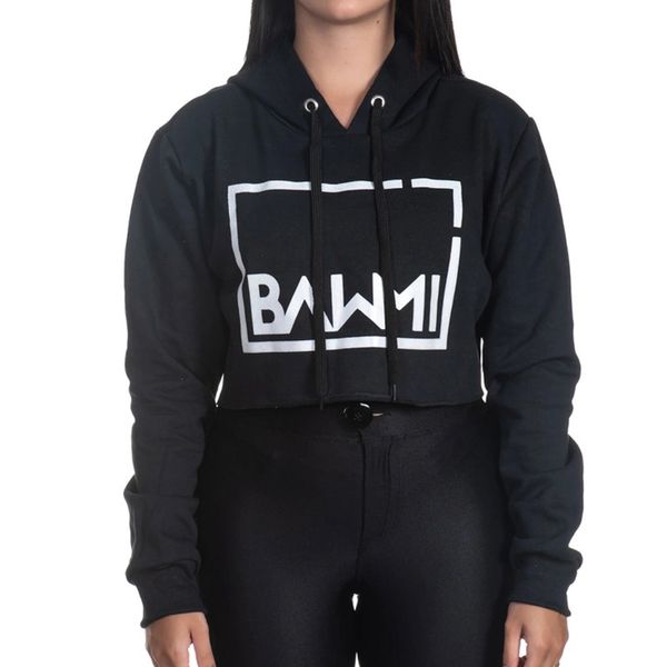 Cropped Moletom Flanelado Bawmi Preto