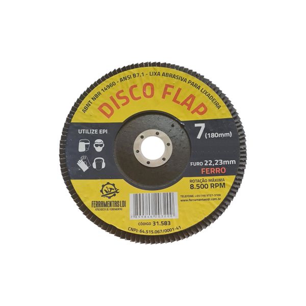 LIXA FLAP DISC 180X22 G 80 OXIDO ALUMINIO LDI