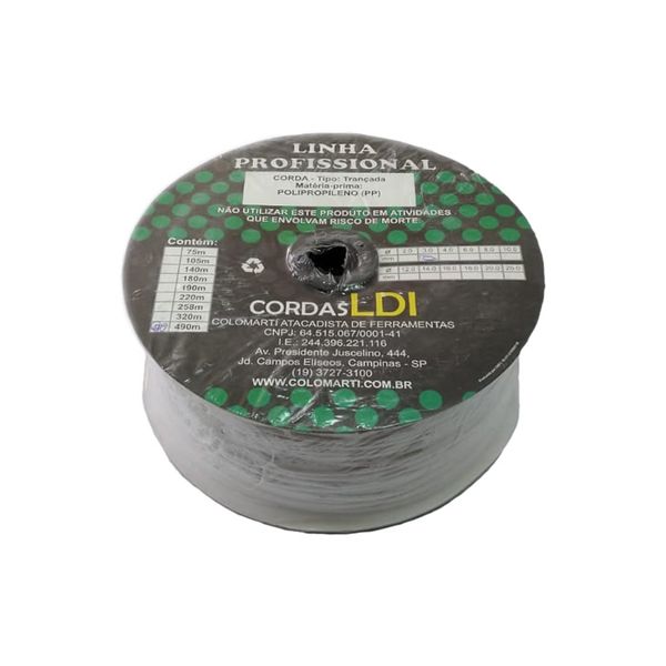 CORDA PP. VIRGEM CARRETEL TRANÇADA BRANCA 03MM 490MT