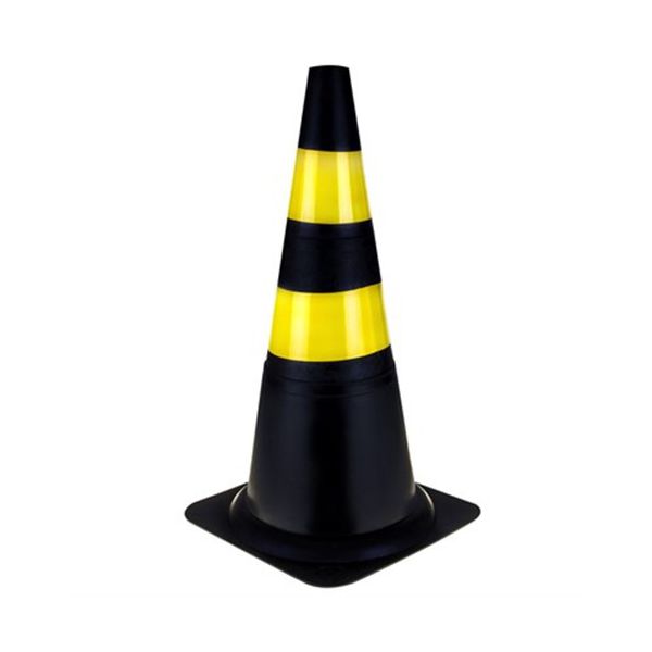 CONE P/SINAL.FLEXIVEL PRETO/AMARELO 75CM 700.00653 FAIXA REFLETIVA