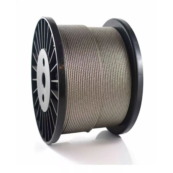 Cabo de Aço Plastificado 1/4 6,35mm 6x7 Galvanizado Alma de Fibra 100 metros