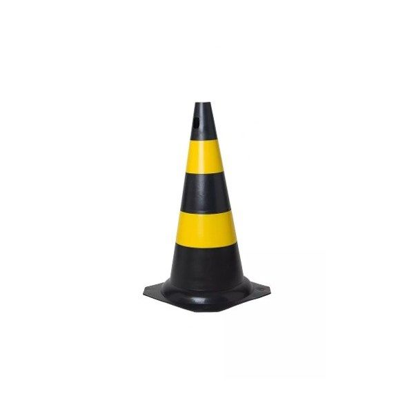 CONE P/SINAL.PLASTICO AMAR./PRETO 75CM PINTADA