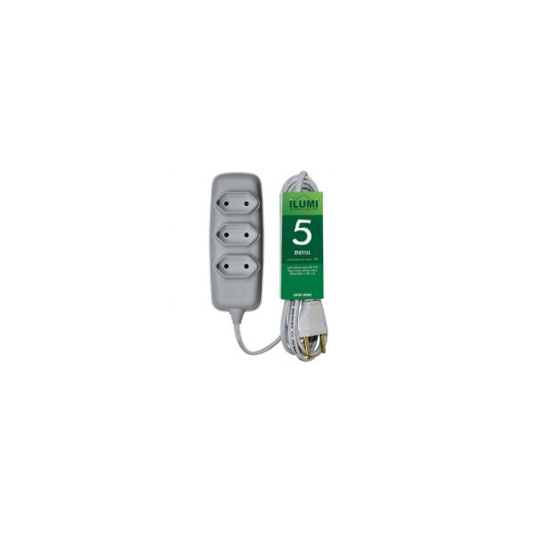 EXTENSAO ELETRICA 05MT 10A 250V CINZA ILUMI 1792