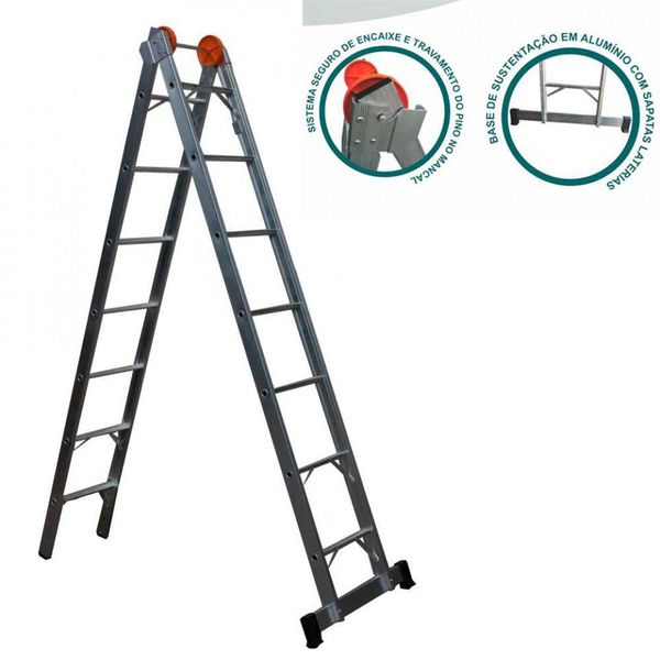 ESCADA ALUMINIO ABRIR E EXTENSIVA 12D 3.9 X 6.6MT AGATA