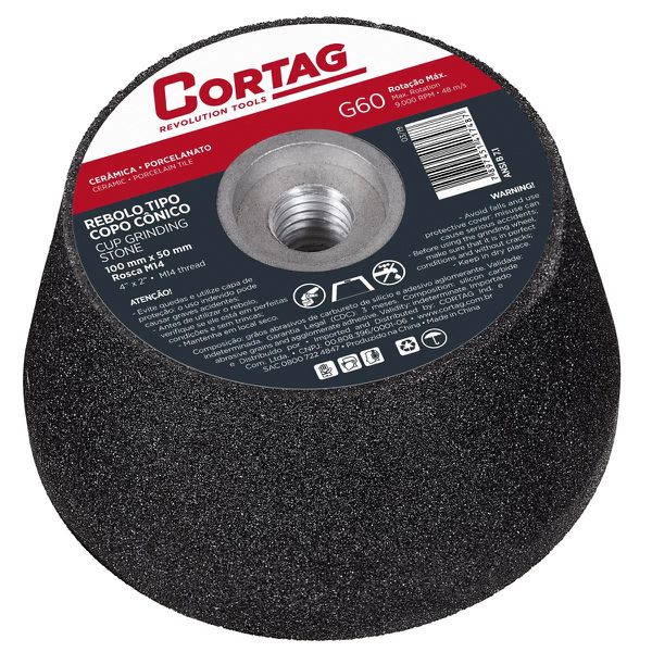 REBOLO COPO CONICO 100X50MM ROSCA M14 G120 MARM.PORCEL.GRAN.