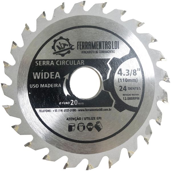 SERRA CIRC.WIDIA 4.3/8 X 24 DENTES FURO 20 LDI C-24