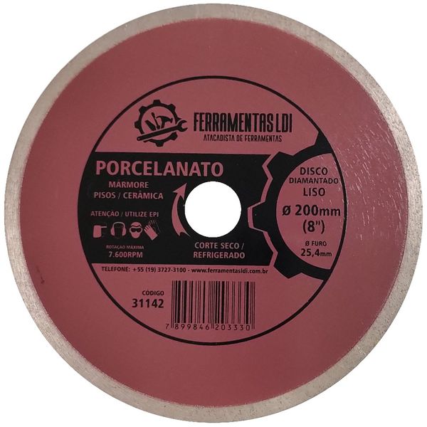 LDI DISCO DIAMANT.CONTINUO 200MMXF.25,4 PAST.8MM PORCEL.ZAPP 200/1250 