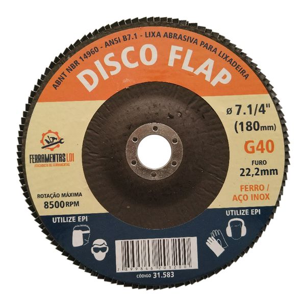 LIXA FLAP DISC 180X22 G 40 ZIRCONADO LDI