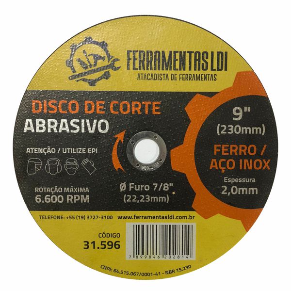 LDI DISCO CORTE FERRO / AÇO INOX 230,0X2,00X22,2