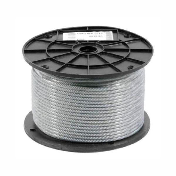 CABO AÇO PLASTIFICADO INCOLOR 1/8 AF GALVANIZADO TRD. 6X7 ROLO 100MTS