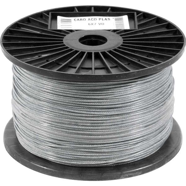 CABO AÇO PLASTIFICADO INCOLOR 3/16 AF GALVANIZADO TRD. 6X7 ROLO 100MTS