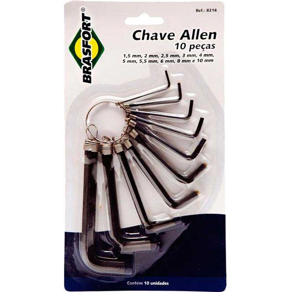 CHAVE ALLEN JG. 1,5-10MM 10PC 8216 BRASFORT