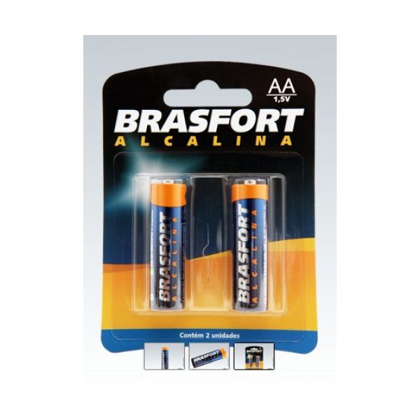 PILHA ALCALINA PEQUENA AA CARTELA 2PC 6301 BRASFORT