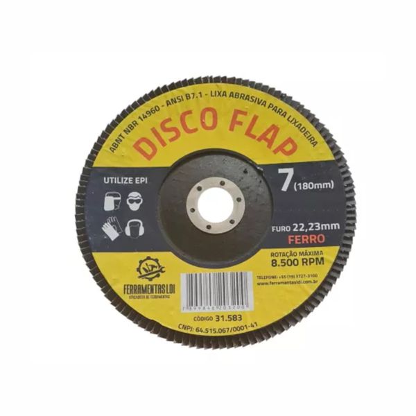 LIXA FLAP DISC 180X22 G 36 OXIDO ALUMINIO LDI