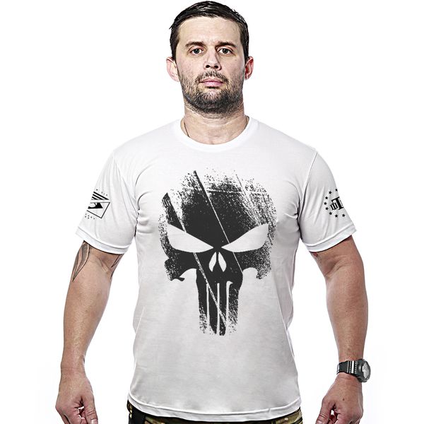 Camiseta Militar Justiceiro Punisher Branca 
