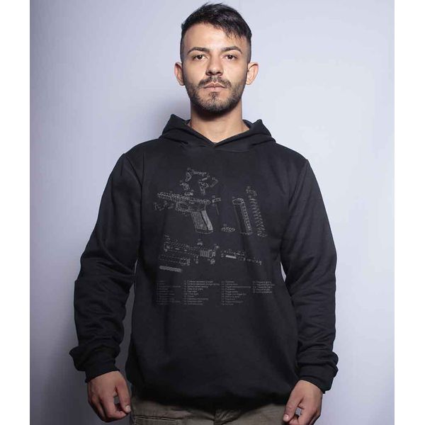 Casaco Com Capuz Militar Magnata Glock Parts Preta 