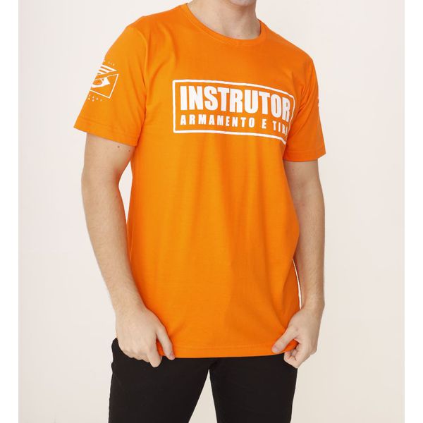 Camiseta Masculina Militar Instrutor de Tiro Laranja Team Six 