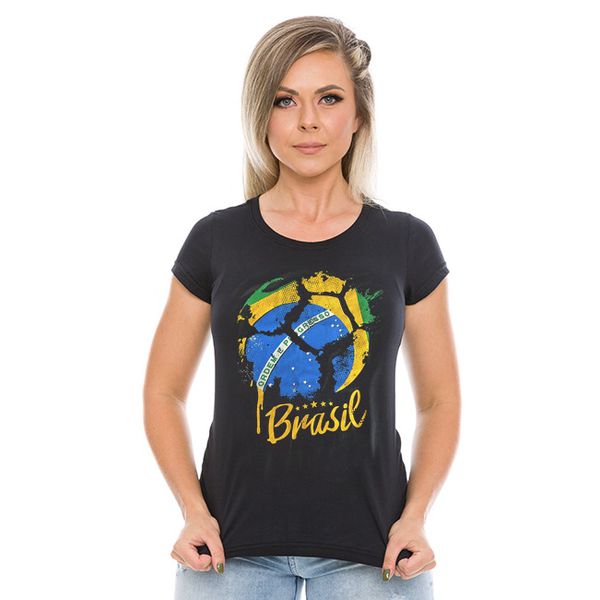 Camiseta Baby Look Brasil Copa do Mundo Team Six 