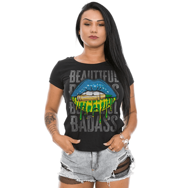 Camiseta Baby Look Feminina Beautiful Badass Brasil Team Six