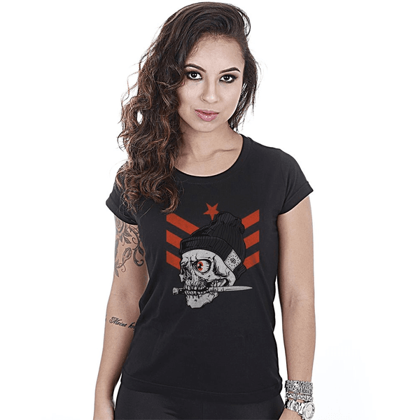 Camiseta Baby Look Feminina Concept Line Team Six Knife Skull Squad