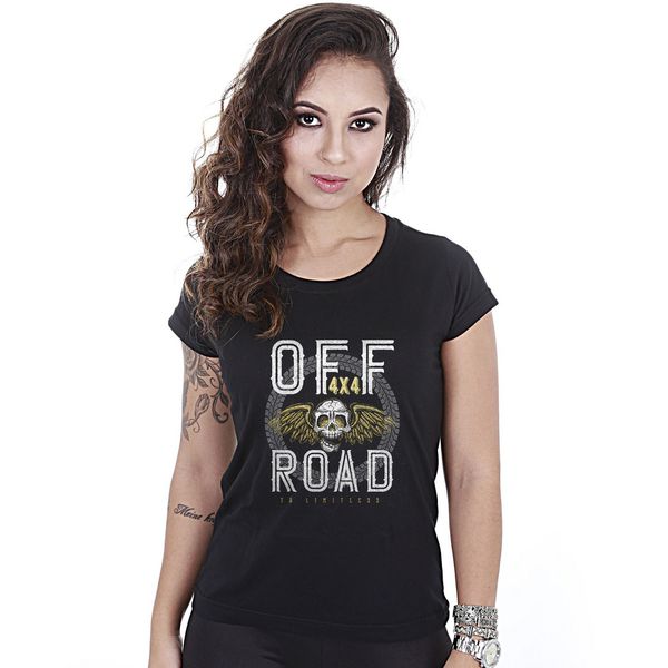 Camiseta Baby Look Feminina Off Road 4x4 Skull Fly