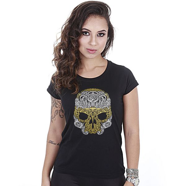 Camiseta Baby Look Feminina Outdoor Skull Marine