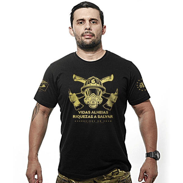 Camiseta Militar Bombeiros Vidas Alheias Riquezas a Salvar Gold Line Team Six